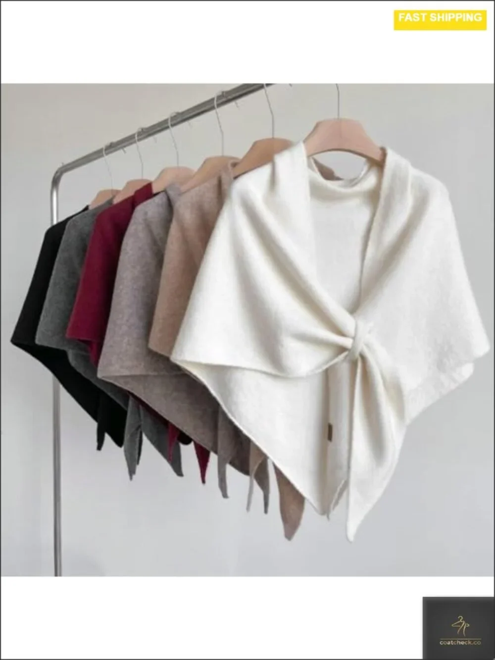 Women's Fleece Poncho Shawl Wrap Scarf Knit Triangle Soft Non-Irritating Warm